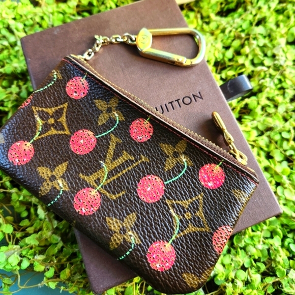 Y2K LOUIS Vuitton Zip Up Cherries Cherise Key Ring Credit Cards Cash Cles Purse - Picture 8 of 12